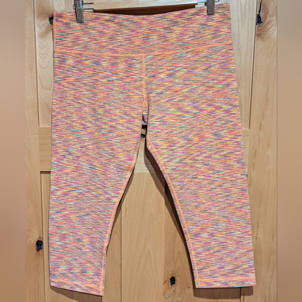 Lululemon Wunder Under Rare Print 20" Crop Leggings Mid-Rise Peach/Pink Sz 12